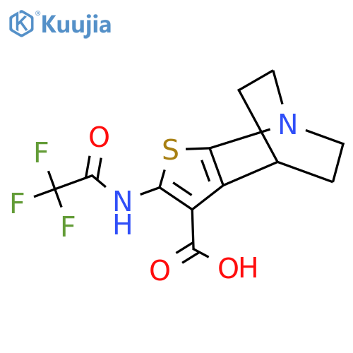 4-(2,2,2-trifluoroacetamido)-3-thia-1-azatricyclo5.2.2.0,2,6undeca-2(6),4-diene-5-carboxylic acid structure