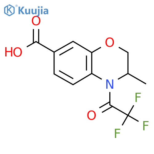 3-methyl-4-(2,2,2-trifluoroacetyl)-3,4-dihydro-2H-1,4-benzoxazine-7-carboxylic acid structure