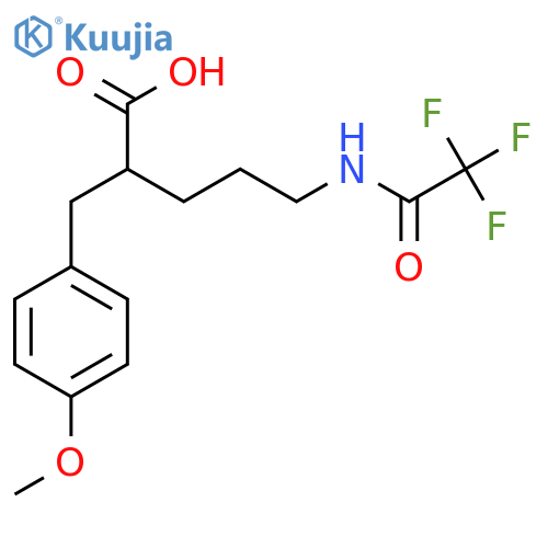 2-(4-methoxyphenyl)methyl-5-(2,2,2-trifluoroacetamido)pentanoic acid structure