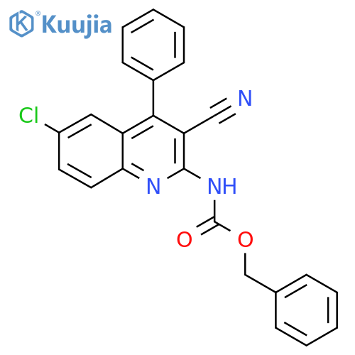 benzyl N-(6-chloro-3-cyano-4-phenylquinolin-2-yl)carbamate structure