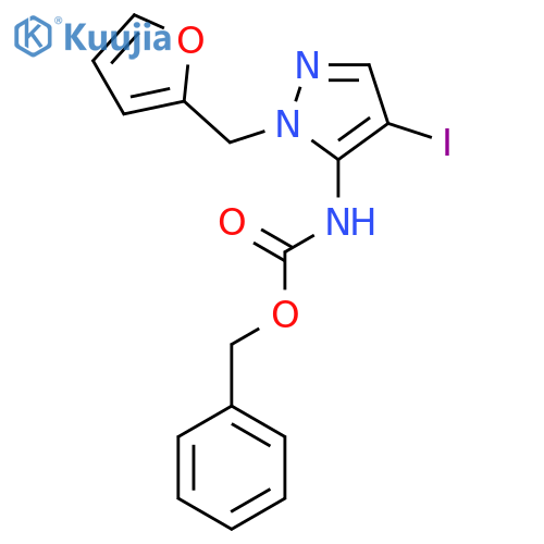 benzyl N-{1-(furan-2-yl)methyl-4-iodo-1H-pyrazol-5-yl}carbamate structure