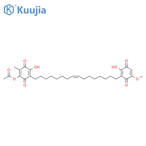 2,5-Cyclohexadiene-1,4-dione, 2-(acetyloxy)-5-hydroxy-6-[(8Z)-16-(2-hydroxy-5-methoxy-3,6-dioxo-1,4-cyclohexadien-1-yl)-8-hexadecen-1-yl]-3-methyl- structure