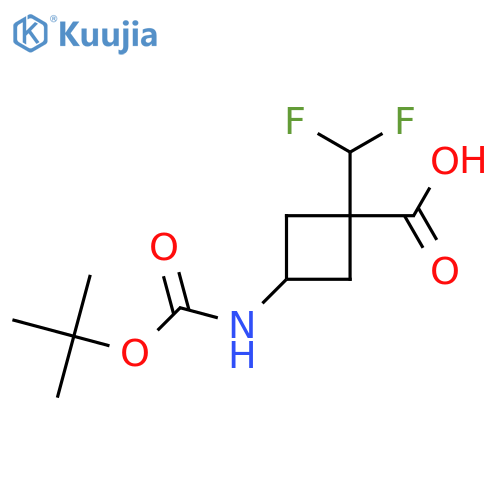 rac-(1s,3s)-3-{(tert-butoxy)carbonylamino}-1-(difluoromethyl)cyclobutane-1-carboxylic acid structure