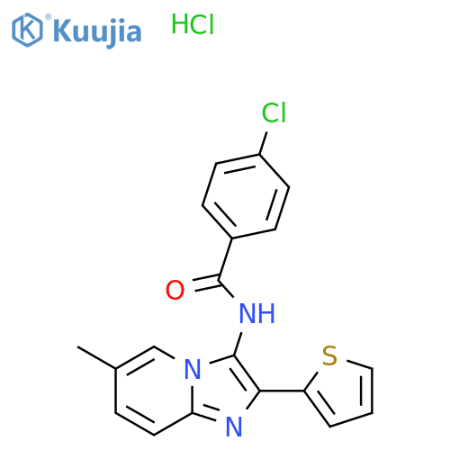 4-chloro-N-[6-methyl-2-(thiophen-2-yl)imidazo[1,2-a]pyridin-3-yl]benzamide hydrochloride structure