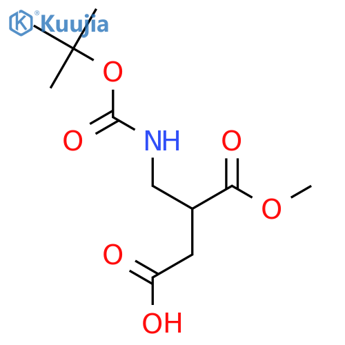 3-({(tert-butoxy)carbonylamino}methyl)-4-methoxy-4-oxobutanoic acid structure