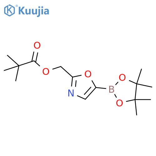 2,2-Dimethyl-propionic acid 5-(4,4,5,5-tetramethyl-[1,3,2]dioxaborolan-2-yl)-oxazol-2-ylmethyl ester structure