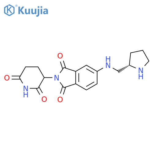 2-(2,6-dioxopiperidin-3-yl)-5-({(2S)-pyrrolidin-2-ylmethyl}amino)-2,3-dihydro-1H-isoindole-1,3-dione structure