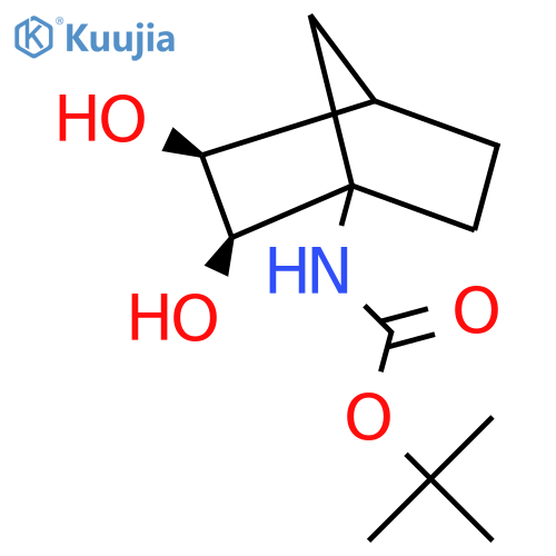 rac-tert-butyl N-(2R,3S)-2,3-dihydroxybicyclo2.2.1heptan-1-ylcarbamate structure