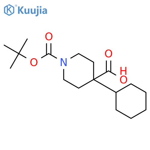1-tert-butoxycarbonyl-4-cyclohexyl-piperidine-4-carboxylic acid structure