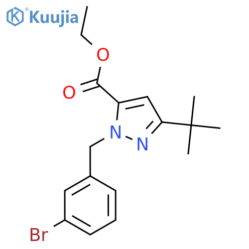 Ethyl 2-[(3-bromophenyl)methyl]-5-tert-butylpyrazole-3-carboxylate structure