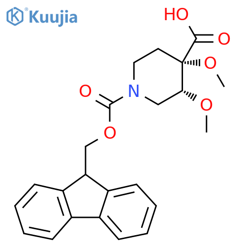 (3R,4S)-1-(9H-Fluoren-9-ylmethoxycarbonyl)-3,4-dimethoxypiperidine-4-carboxylic acid structure
