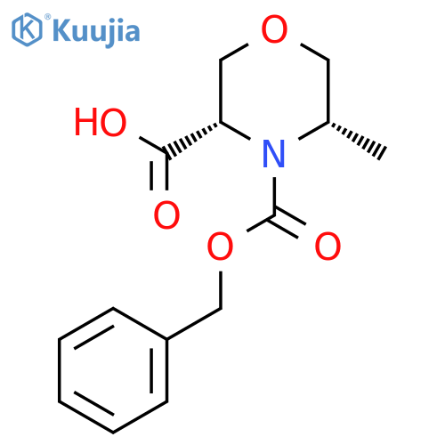 (3S,5S)-4-[(benzyloxy)carbonyl]-5-methylmorpholine-3-carboxylic acid structure