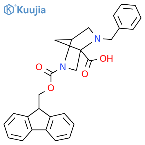 2-benzyl-5-{[(9H-fluoren-9-yl)methoxy]carbonyl}-2,5-diazabicyclo[2.2.1]heptane-1-carboxylic acid structure