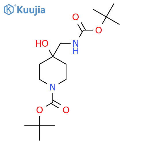 Tert-butyl 4-({[(tert-butoxy)carbonyl]amino}methyl)-4-hydroxypiperidine-1-carboxylate structure