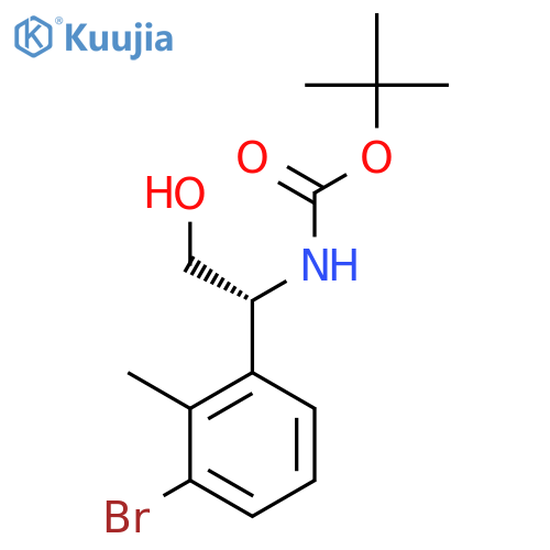 tert-butyl N-[(1R)-1-(3-bromo-2-methylphenyl)-2-hydroxyethyl]carbamate structure