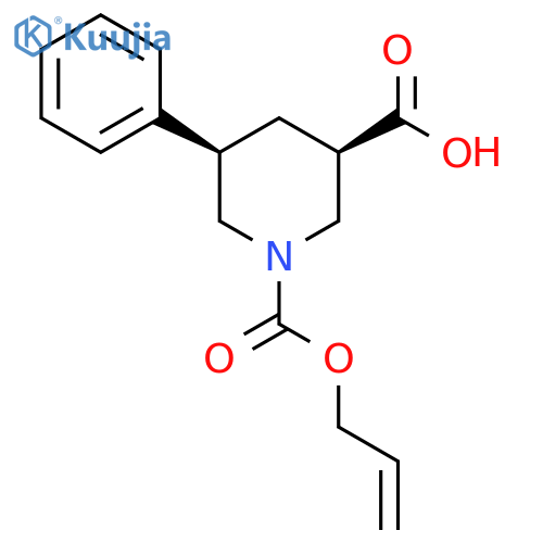 rac-(3R,5R)-5-phenyl-1-[(prop-2-en-1-yloxy)carbonyl]piperidine-3-carboxylic acid structure