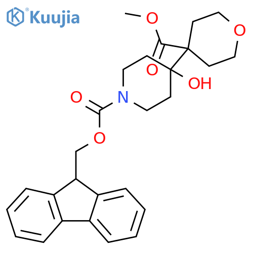 (9H-fluoren-9-yl)methyl 4-hydroxy-4-[4-(methoxycarbonyl)oxan-4-yl]piperidine-1-carboxylate structure