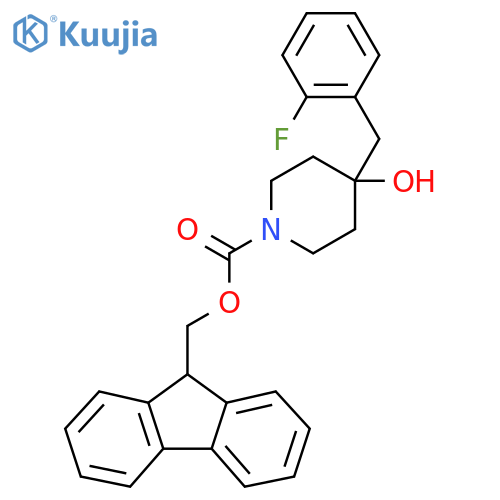(9H-fluoren-9-yl)methyl 4-[(2-fluorophenyl)methyl]-4-hydroxypiperidine-1-carboxylate structure