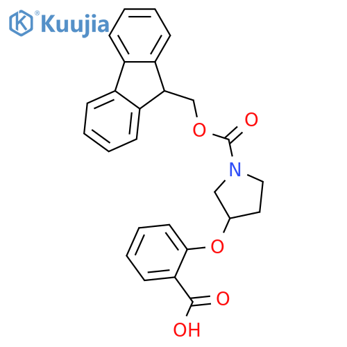 2-(1-{(9H-fluoren-9-yl)methoxycarbonyl}pyrrolidin-3-yl)oxybenzoic acid structure