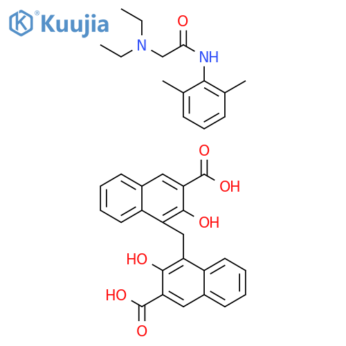 2-Naphthalenecarboxylic acid, 4,4'-methylenebis[3-hydroxy-, compd. with 2-(diethylamino)-N-(2,6-dimethylphenyl)acetamide (9CI) structure