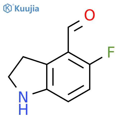 5-Fluoro-2,3-dihydro-1H-indole-4-carboxaldehyde structure