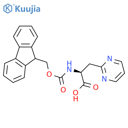 (2S)-2-({[(9H-fluoren-9-yl)methoxy]carbonyl}amino)-3-(pyrimidin-2-yl)propanoic acid structure