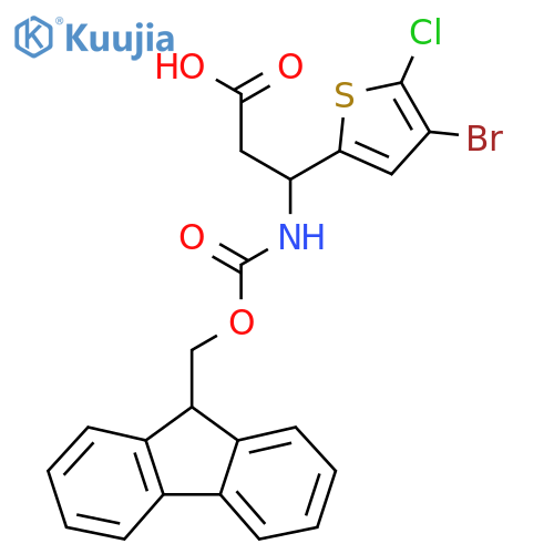 3-(4-bromo-5-chlorothiophen-2-yl)-3-({(9H-fluoren-9-yl)methoxycarbonyl}amino)propanoic acid structure