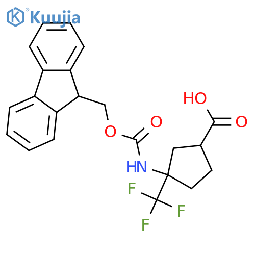 Cyclopentanecarboxylic acid, 3-[[(9H-fluoren-9-ylmethoxy)carbonyl]amino]-3-(trifluoromethyl)-  structure