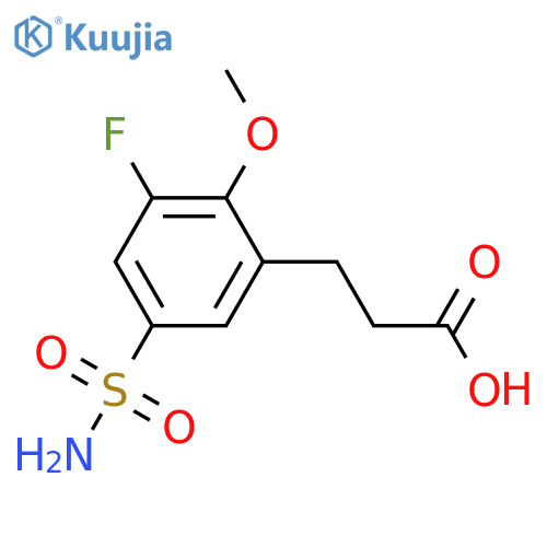 Benzenepropanoic acid, 5-(aminosulfonyl)-3-fluoro-2-methoxy- structure