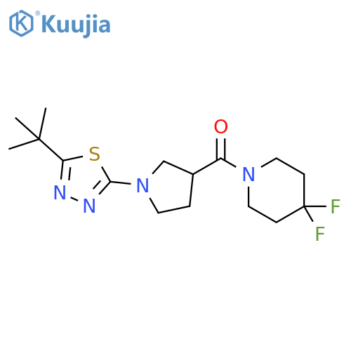 1-[1-(5-tert-butyl-1,3,4-thiadiazol-2-yl)pyrrolidine-3-carbonyl]-4,4-difluoropiperidine structure