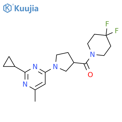 2-cyclopropyl-4-[3-(4,4-difluoropiperidine-1-carbonyl)pyrrolidin-1-yl]-6-methylpyrimidine structure