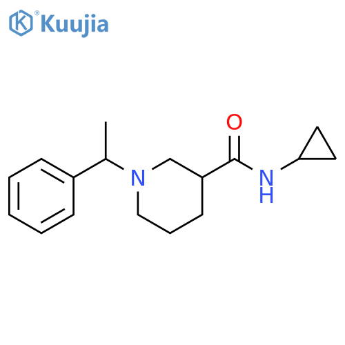 N-cyclopropyl-1-(1-phenylethyl)piperidine-3-carboxamide structure
