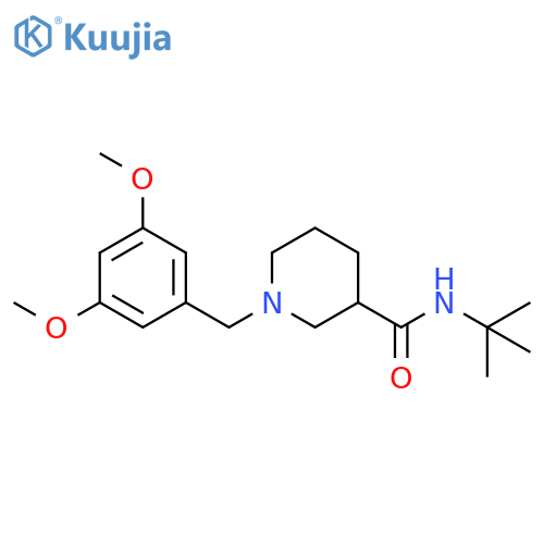 N-tert-butyl-1-[(3,5-dimethoxyphenyl)methyl]piperidine-3-carboxamide structure