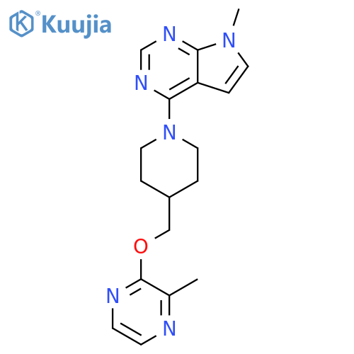 2-methyl-3-[(1-{7-methyl-7H-pyrrolo[2,3-d]pyrimidin-4-yl}piperidin-4-yl)methoxy]pyrazine structure