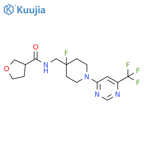N-({4-fluoro-1-[6-(trifluoromethyl)pyrimidin-4-yl]piperidin-4-yl}methyl)oxolane-3-carboxamide structure