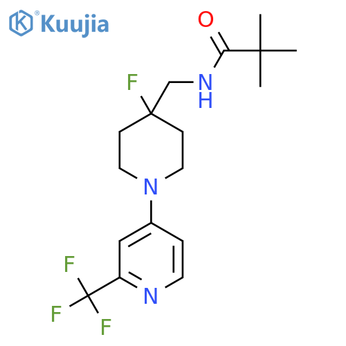 N-({4-fluoro-1-[2-(trifluoromethyl)pyridin-4-yl]piperidin-4-yl}methyl)-2,2-dimethylpropanamide structure