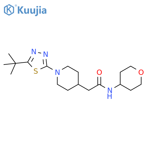 2-[1-(5-tert-butyl-1,3,4-thiadiazol-2-yl)piperidin-4-yl]-N-(oxan-4-yl)acetamide structure
