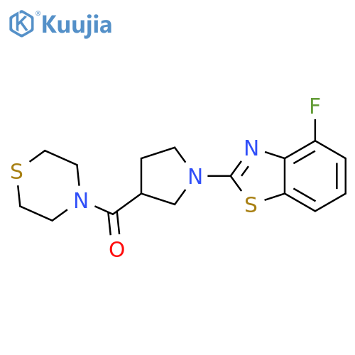 4-fluoro-2-[3-(thiomorpholine-4-carbonyl)pyrrolidin-1-yl]-1,3-benzothiazole structure
