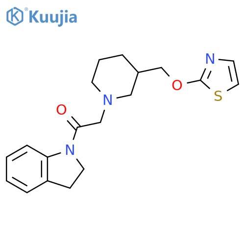 1-(2,3-dihydro-1H-indol-1-yl)-2-{3-[(1,3-thiazol-2-yloxy)methyl]piperidin-1-yl}ethan-1-one structure