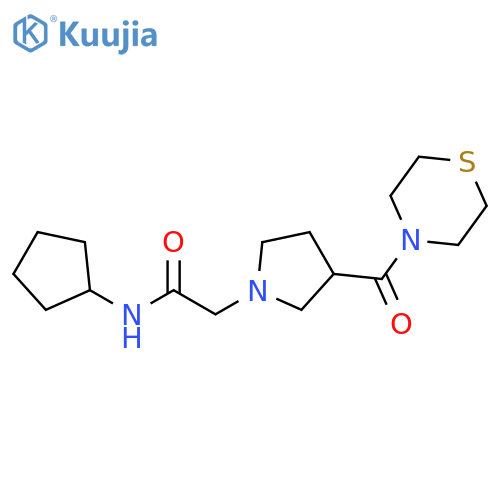 N-cyclopentyl-2-3-(thiomorpholine-4-carbonyl)pyrrolidin-1-ylacetamide structure