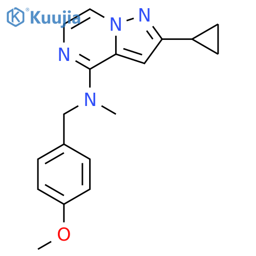 2-cyclopropyl-N-(4-methoxyphenyl)methyl-N-methylpyrazolo1,5-apyrazin-4-amine structure