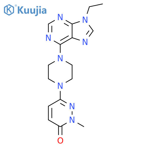 6-[4-(9-ethyl-9H-purin-6-yl)piperazin-1-yl]-2-methyl-2,3-dihydropyridazin-3-one structure