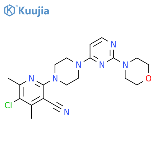 5-chloro-4,6-dimethyl-2-{4-[2-(morpholin-4-yl)pyrimidin-4-yl]piperazin-1-yl}pyridine-3-carbonitrile structure