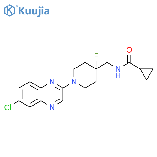 N-{[1-(6-chloroquinoxalin-2-yl)-4-fluoropiperidin-4-yl]methyl}cyclopropanecarboxamide structure