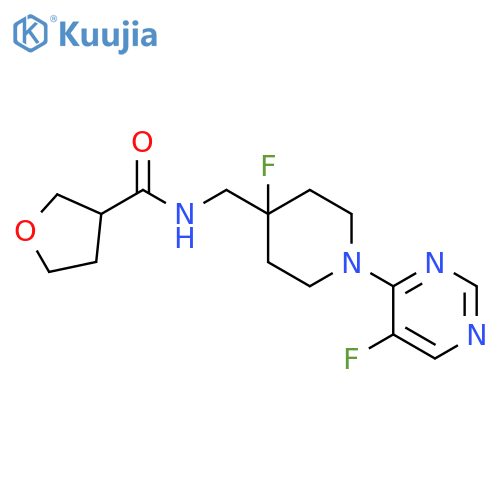 N-{[4-fluoro-1-(5-fluoropyrimidin-4-yl)piperidin-4-yl]methyl}oxolane-3-carboxamide structure