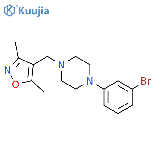 1-(3-bromophenyl)-4-[(3,5-dimethyl-1,2-oxazol-4-yl)methyl]piperazine structure