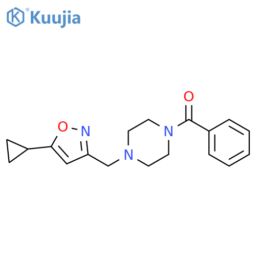 1-benzoyl-4-[(5-cyclopropyl-1,2-oxazol-3-yl)methyl]piperazine structure
