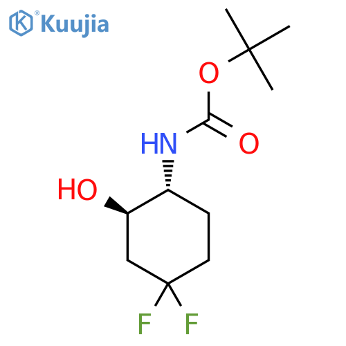 Tert-butyl N-[trans-4,4-difluoro-2-hydroxy-cyclohexyl]carbamate structure