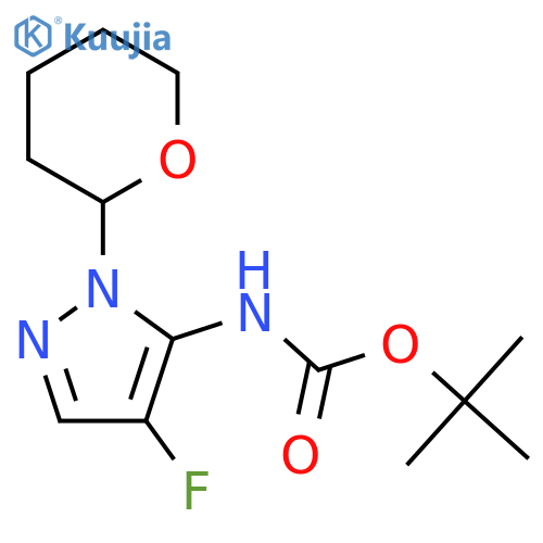 tert-butyl N-(4-fluoro-2-tetrahydropyran-2-yl-pyrazol-3-yl)carbamate structure