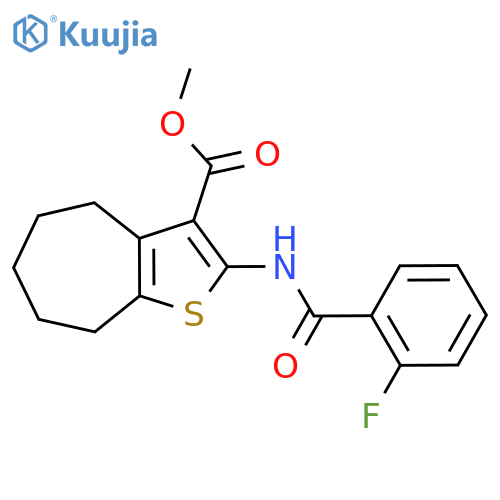 methyl 2-(2-fluorobenzamido)-4H,5H,6H,7H,8H-cycloheptabthiophene-3-carboxylate structure